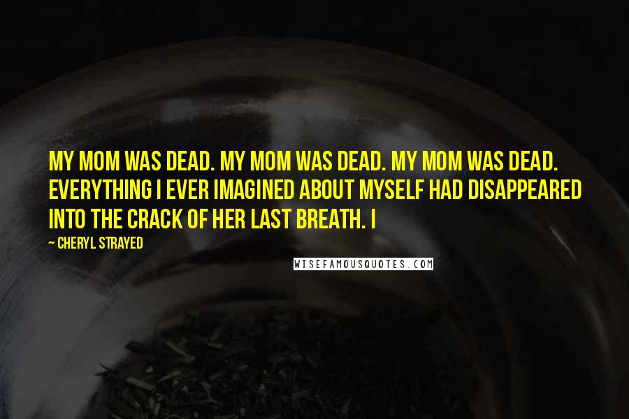 Cheryl Strayed Quotes: My mom was dead. My mom was dead. My mom was dead. Everything I ever imagined about myself had disappeared into the crack of her last breath. I