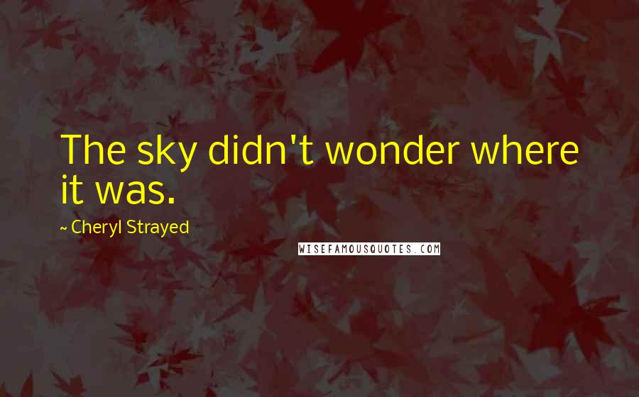 Cheryl Strayed Quotes: The sky didn't wonder where it was.