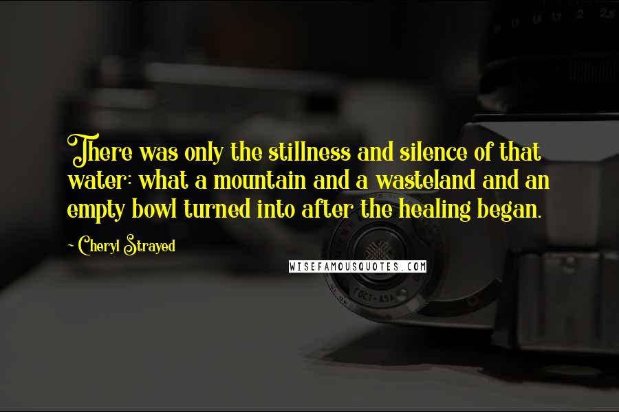 Cheryl Strayed Quotes: There was only the stillness and silence of that water: what a mountain and a wasteland and an empty bowl turned into after the healing began.