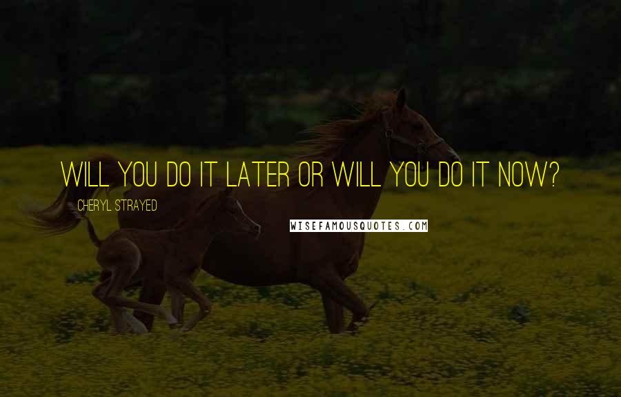 Cheryl Strayed Quotes: Will you do it later or will you do it now?