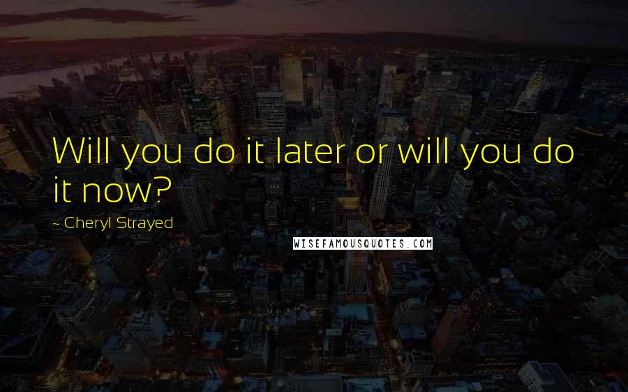 Cheryl Strayed Quotes: Will you do it later or will you do it now?