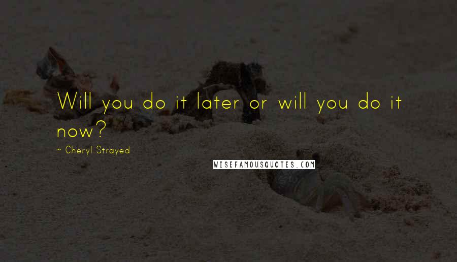 Cheryl Strayed Quotes: Will you do it later or will you do it now?
