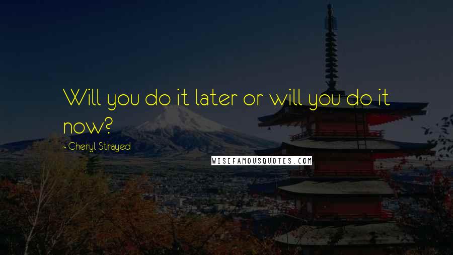 Cheryl Strayed Quotes: Will you do it later or will you do it now?