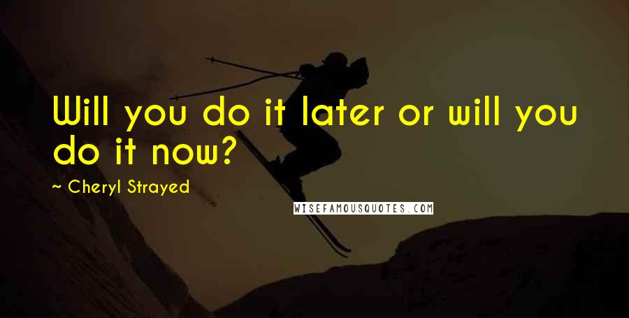 Cheryl Strayed Quotes: Will you do it later or will you do it now?