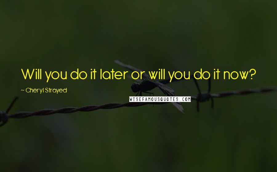 Cheryl Strayed Quotes: Will you do it later or will you do it now?