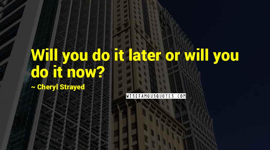 Cheryl Strayed Quotes: Will you do it later or will you do it now?