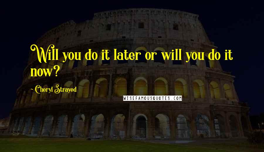 Cheryl Strayed Quotes: Will you do it later or will you do it now?