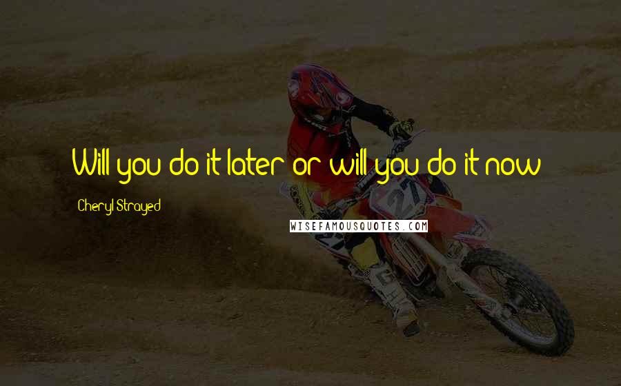 Cheryl Strayed Quotes: Will you do it later or will you do it now?