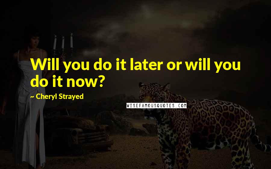 Cheryl Strayed Quotes: Will you do it later or will you do it now?