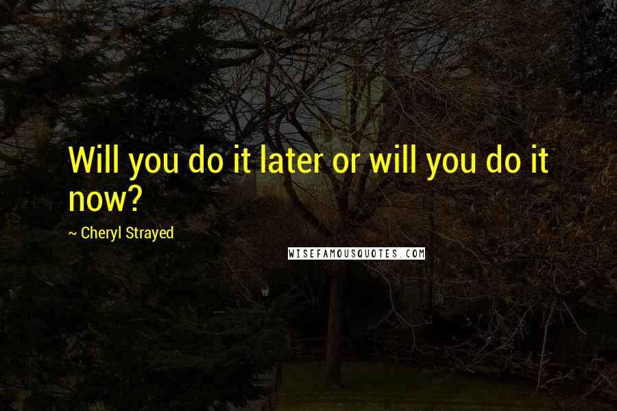 Cheryl Strayed Quotes: Will you do it later or will you do it now?