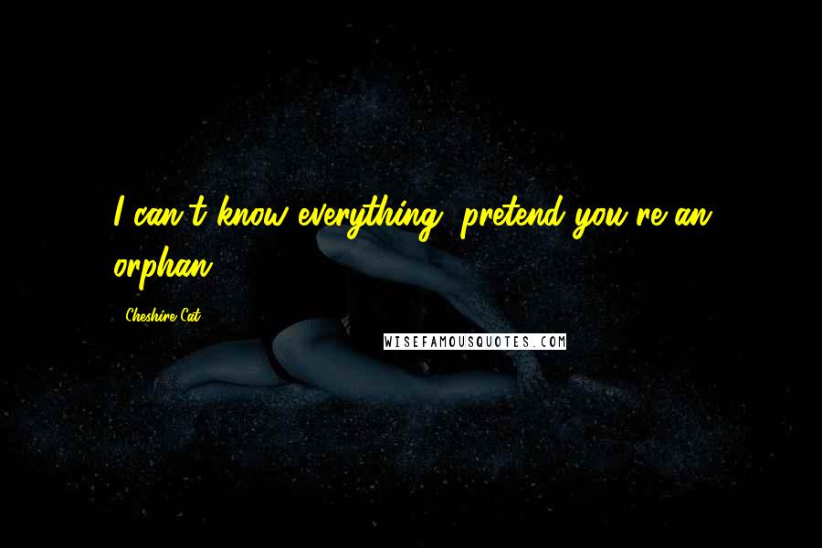 Cheshire Cat Quotes: I can't know everything, pretend you're an orphan.