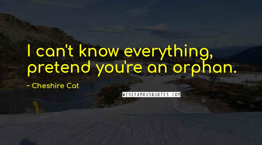 Cheshire Cat Quotes: I can't know everything, pretend you're an orphan.