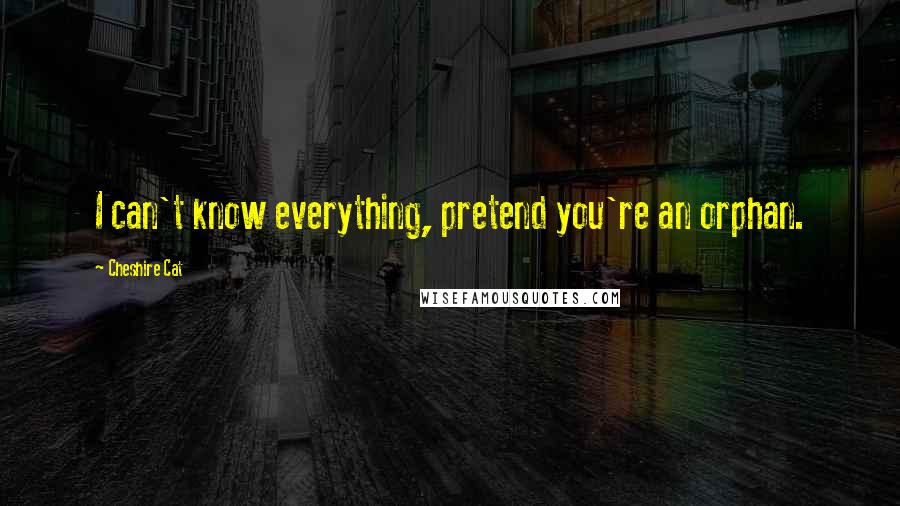 Cheshire Cat Quotes: I can't know everything, pretend you're an orphan.