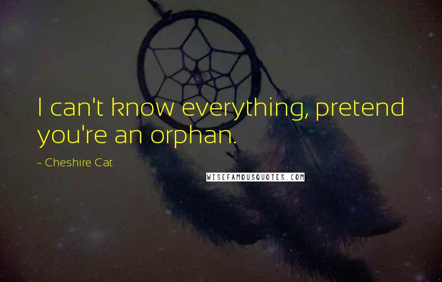 Cheshire Cat Quotes: I can't know everything, pretend you're an orphan.