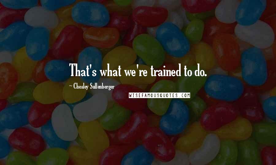 Chesley Sullenberger Quotes: That's what we're trained to do.