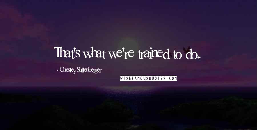 Chesley Sullenberger Quotes: That's what we're trained to do.