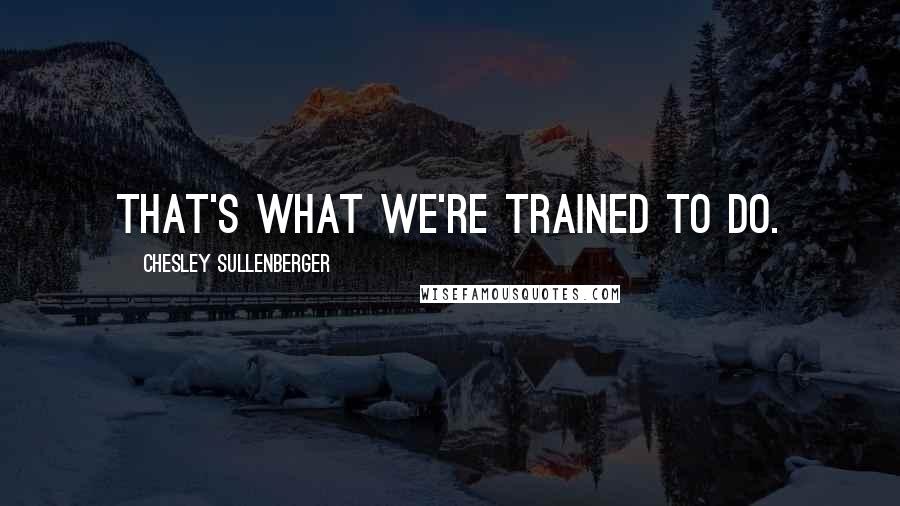 Chesley Sullenberger Quotes: That's what we're trained to do.