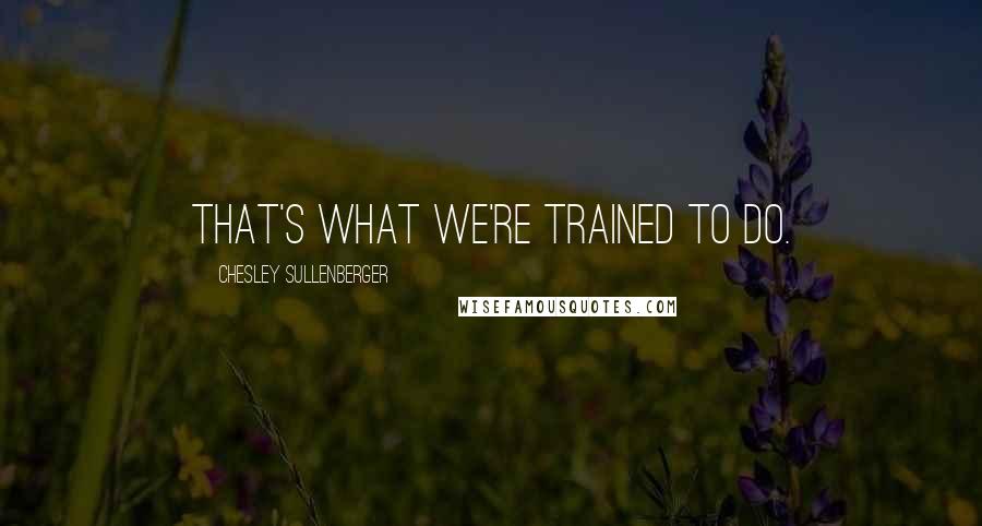 Chesley Sullenberger Quotes: That's what we're trained to do.