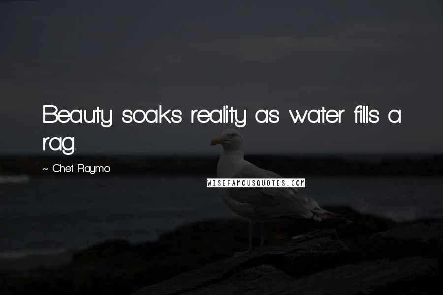 Chet Raymo Quotes: Beauty soaks reality as water fills a rag.