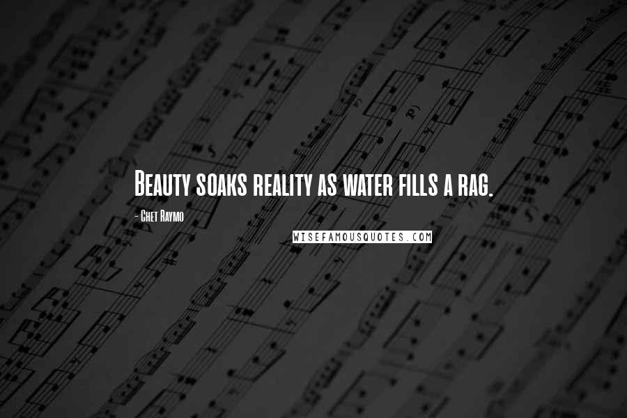 Chet Raymo Quotes: Beauty soaks reality as water fills a rag.