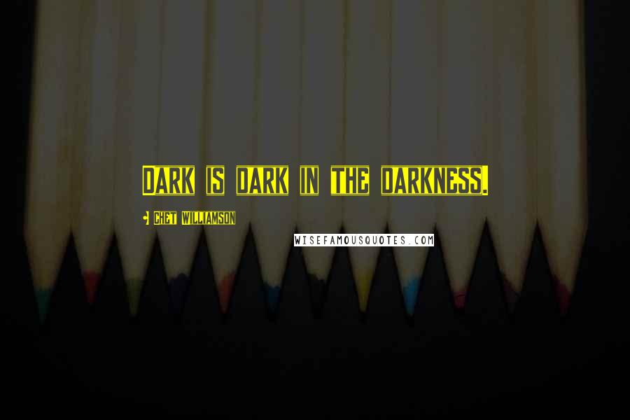 Chet Williamson Quotes: Dark is dark in the darkness.