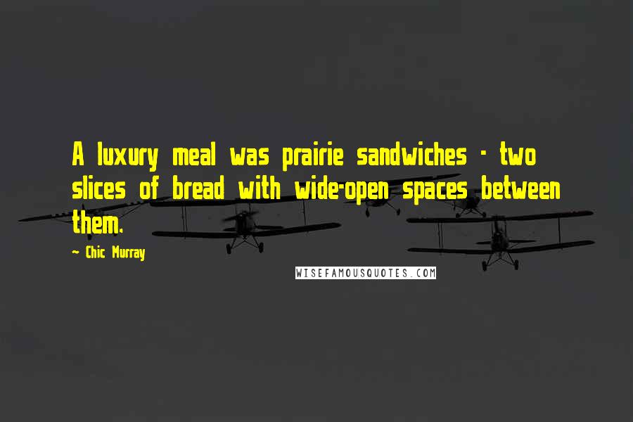 Chic Murray Quotes: A luxury meal was prairie sandwiches - two slices of bread with wide-open spaces between them.