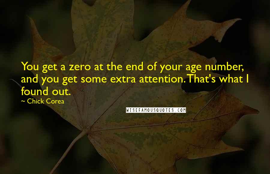 Chick Corea Quotes: You get a zero at the end of your age number, and you get some extra attention. That's what I found out.