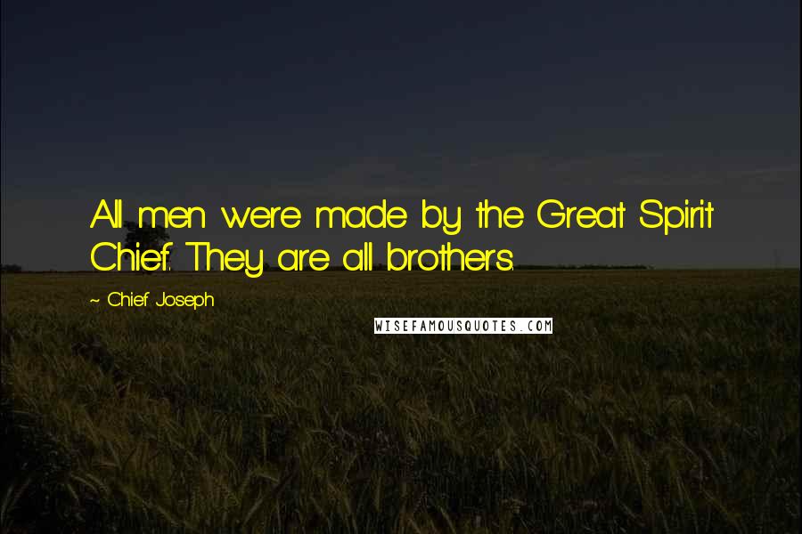 Chief Joseph Quotes: All men were made by the Great Spirit Chief. They are all brothers.