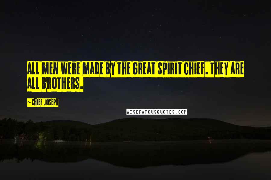 Chief Joseph Quotes: All men were made by the Great Spirit Chief. They are all brothers.