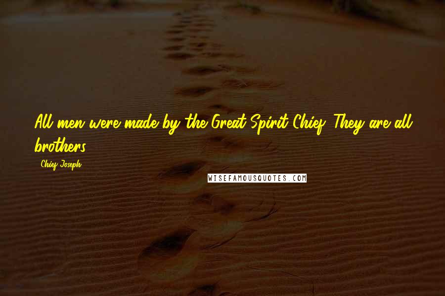 Chief Joseph Quotes: All men were made by the Great Spirit Chief. They are all brothers.