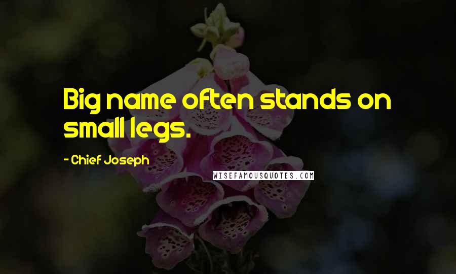 Chief Joseph Quotes: Big name often stands on small legs.