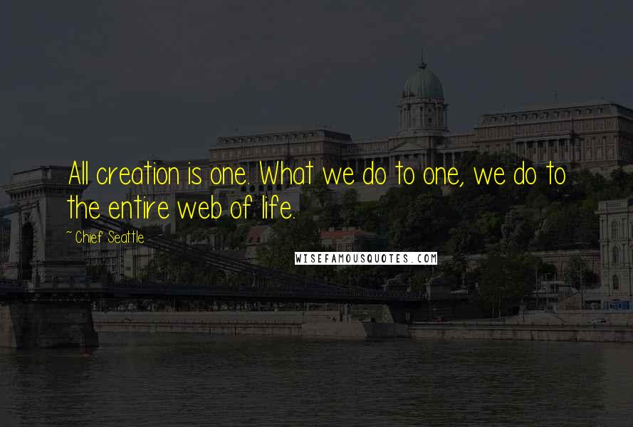 Chief Seattle Quotes: All creation is one. What we do to one, we do to the entire web of life.