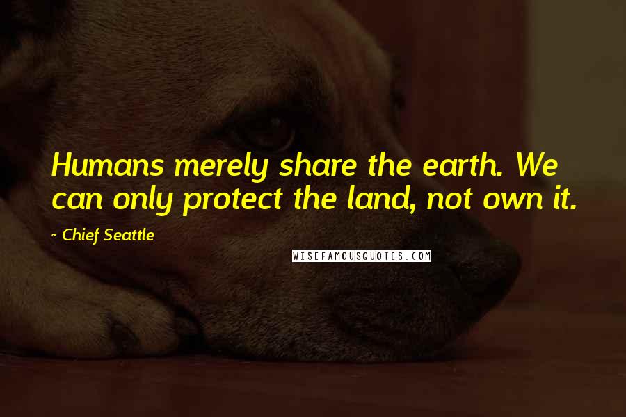 Chief Seattle Quotes: Humans merely share the earth. We can only protect the land, not own it.