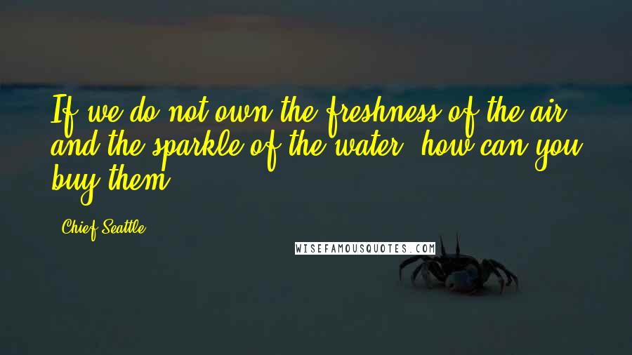 Chief Seattle Quotes: If we do not own the freshness of the air and the sparkle of the water, how can you buy them?