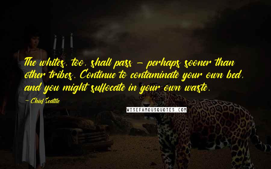 Chief Seattle Quotes: The whites, too, shall pass - perhaps sooner than other tribes. Continue to contaminate your own bed, and you might suffocate in your own waste.