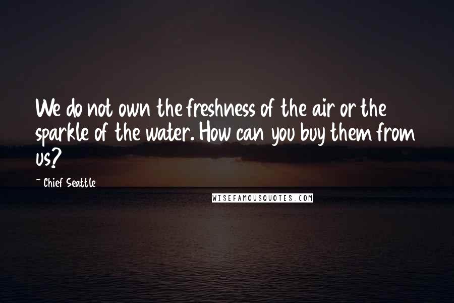 Chief Seattle Quotes: We do not own the freshness of the air or the sparkle of the water. How can you buy them from us?