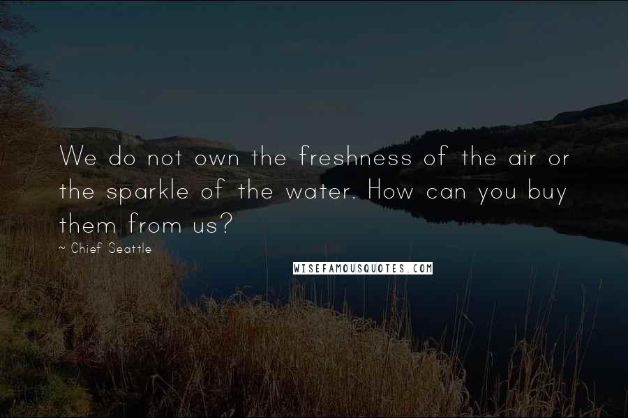 Chief Seattle Quotes: We do not own the freshness of the air or the sparkle of the water. How can you buy them from us?