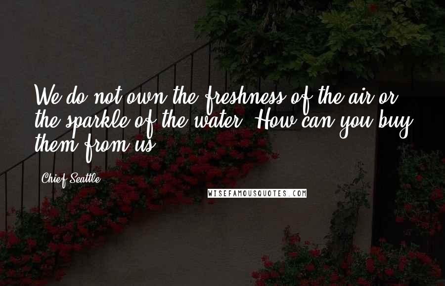 Chief Seattle Quotes: We do not own the freshness of the air or the sparkle of the water. How can you buy them from us?