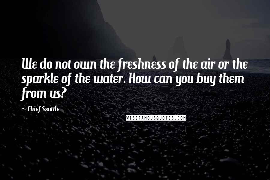 Chief Seattle Quotes: We do not own the freshness of the air or the sparkle of the water. How can you buy them from us?