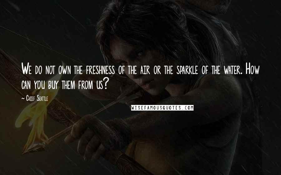 Chief Seattle Quotes: We do not own the freshness of the air or the sparkle of the water. How can you buy them from us?