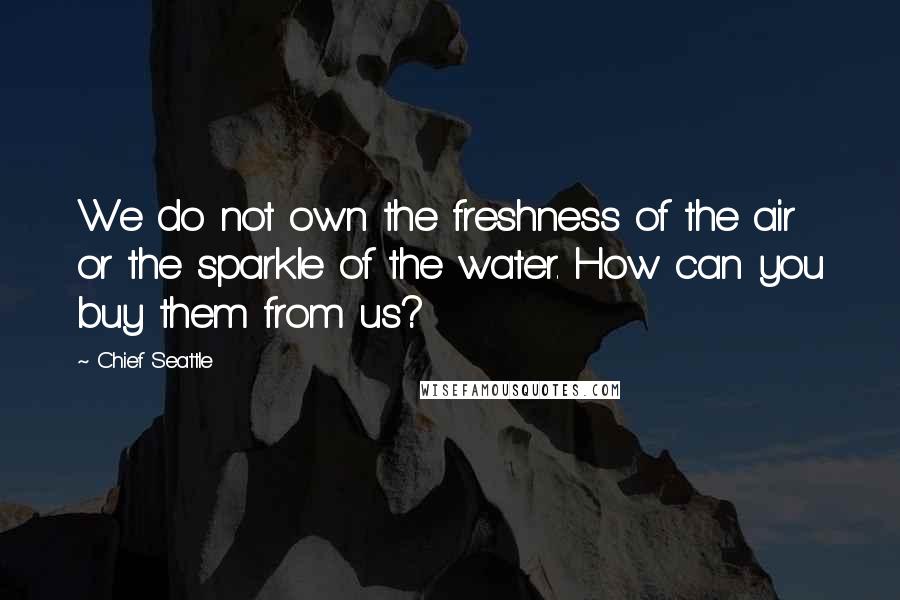 Chief Seattle Quotes: We do not own the freshness of the air or the sparkle of the water. How can you buy them from us?