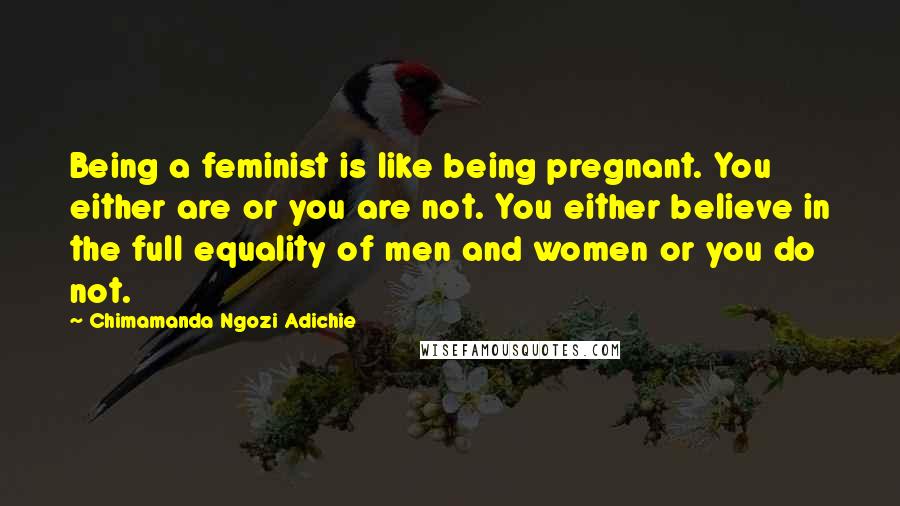 Chimamanda Ngozi Adichie Quotes: Being a feminist is like being pregnant. You either are or you are not. You either believe in the full equality of men and women or you do not.