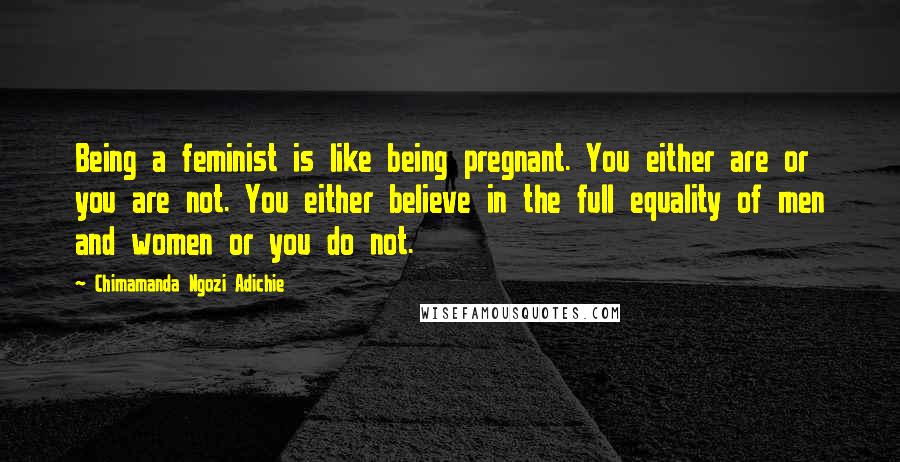 Chimamanda Ngozi Adichie Quotes: Being a feminist is like being pregnant. You either are or you are not. You either believe in the full equality of men and women or you do not.