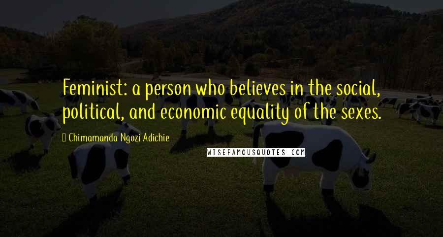 Chimamanda Ngozi Adichie Quotes: Feminist: a person who believes in the social, political, and economic equality of the sexes.