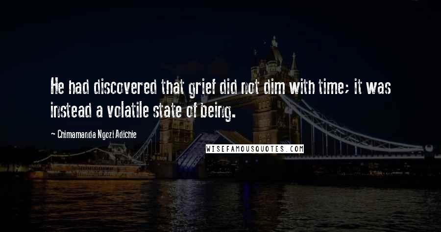 Chimamanda Ngozi Adichie Quotes: He had discovered that grief did not dim with time; it was instead a volatile state of being.