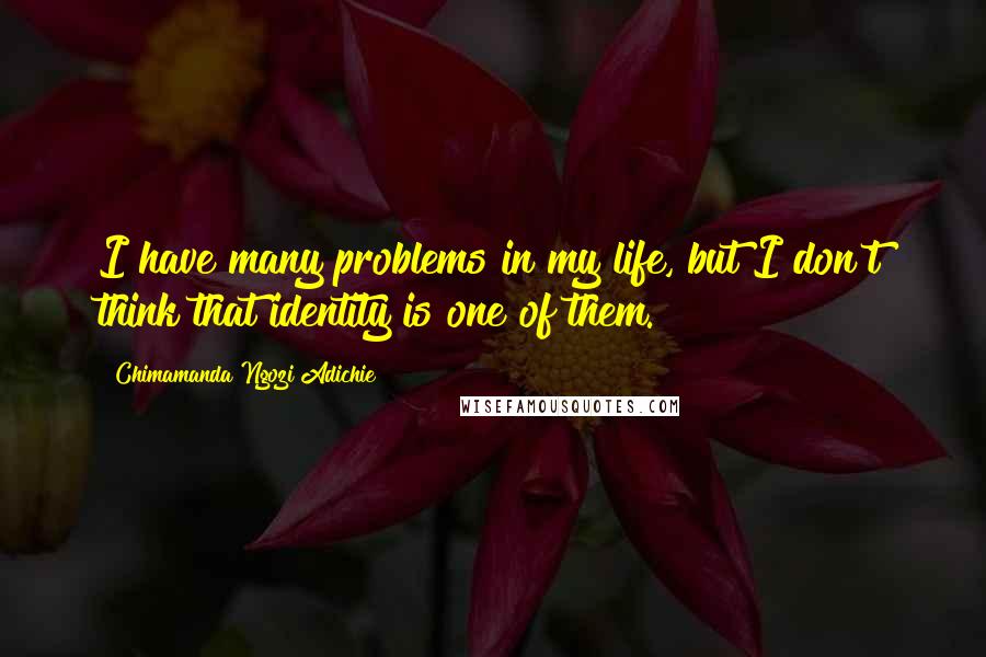 Chimamanda Ngozi Adichie Quotes: I have many problems in my life, but I don't think that identity is one of them.