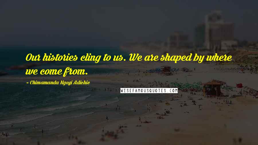 Chimamanda Ngozi Adichie Quotes: Our histories cling to us. We are shaped by where we come from.