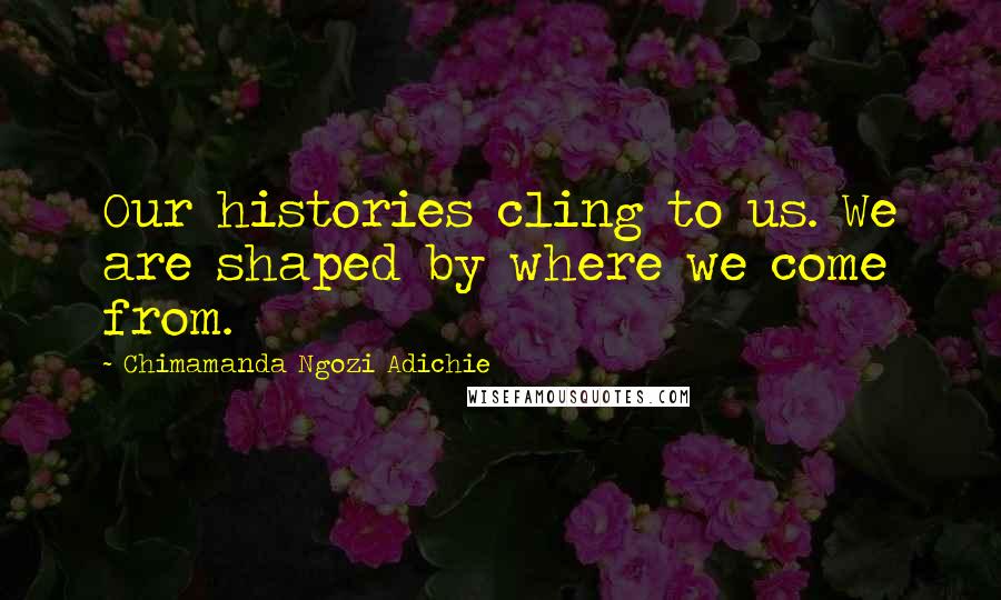 Chimamanda Ngozi Adichie Quotes: Our histories cling to us. We are shaped by where we come from.