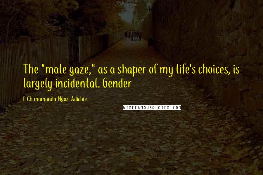 Chimamanda Ngozi Adichie Quotes: The "male gaze," as a shaper of my life's choices, is largely incidental. Gender