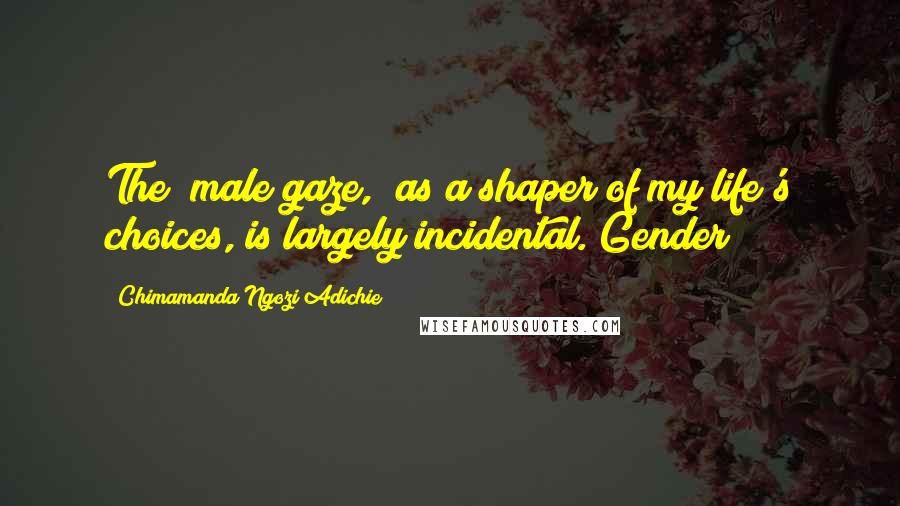 Chimamanda Ngozi Adichie Quotes: The "male gaze," as a shaper of my life's choices, is largely incidental. Gender